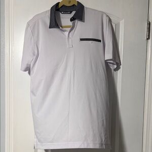 Travis Mathew White Polo with grey collar